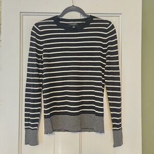 Banana Republic Black And White Striped Silk Cashmere Sweater